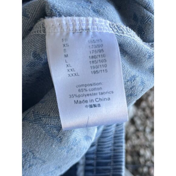 Faux Louis Vuitton Monogram Embroidered Men Denim Shorts - M/L - Light Wash Blue - Picture 7 of 7